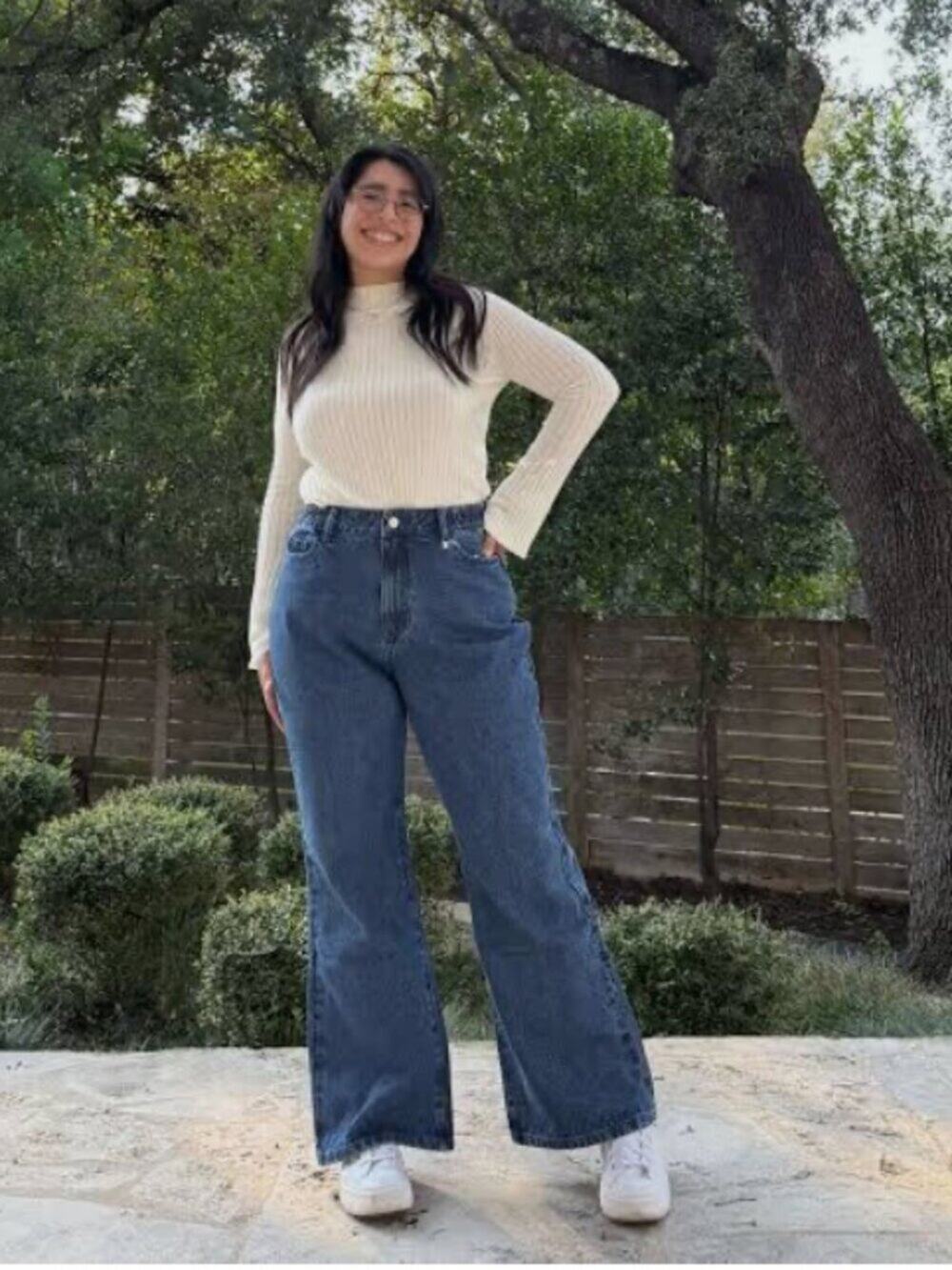 Shiny by Nature Plus Size Denim Jeans Wide Straight Leg Sz L High Rise 34" Waist